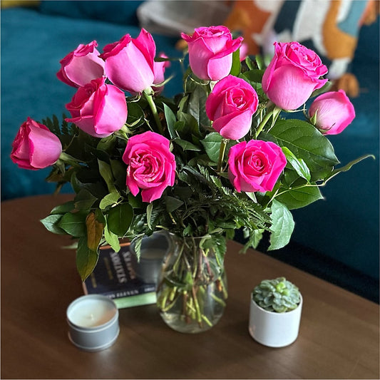 Long Stem Pink Rose Bouquet – DIVINE FLORAL & GIFTS, Arlington TX