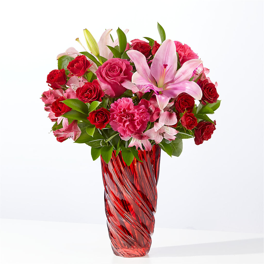 In Love Bouquet with Luxe Swirl Vase – DIVINE FLORAL & GIFTS, Arlington TX