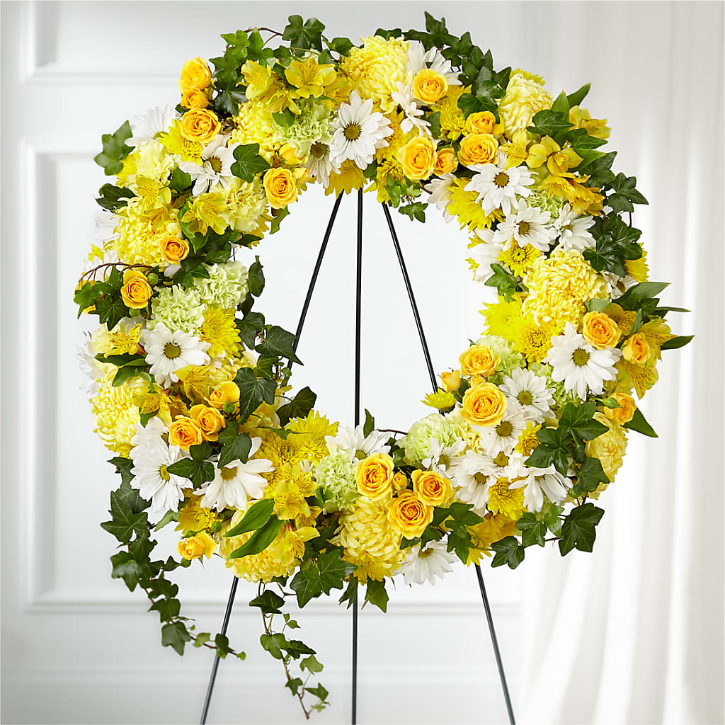 Golden Remembrance Wreath – DIVINE FLORAL & GIFTS, Arlington TX