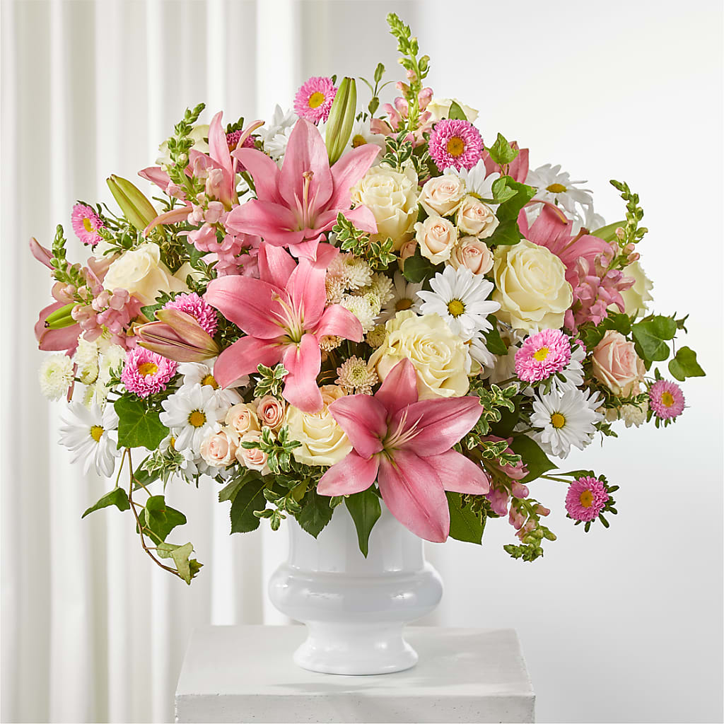 Empathetic Blooms Urn Arrangement – DIVINE FLORAL & GIFTS, Arlington TX