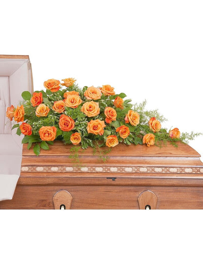 Orange Rose Casket Spray - Full – DIVINE FLORAL & GIFTS, Arlington TX