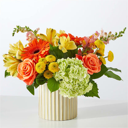 Autumn Sunshine Bouquet with Ivory Vase – DIVINE FLORAL & GIFTS, Arlington TX