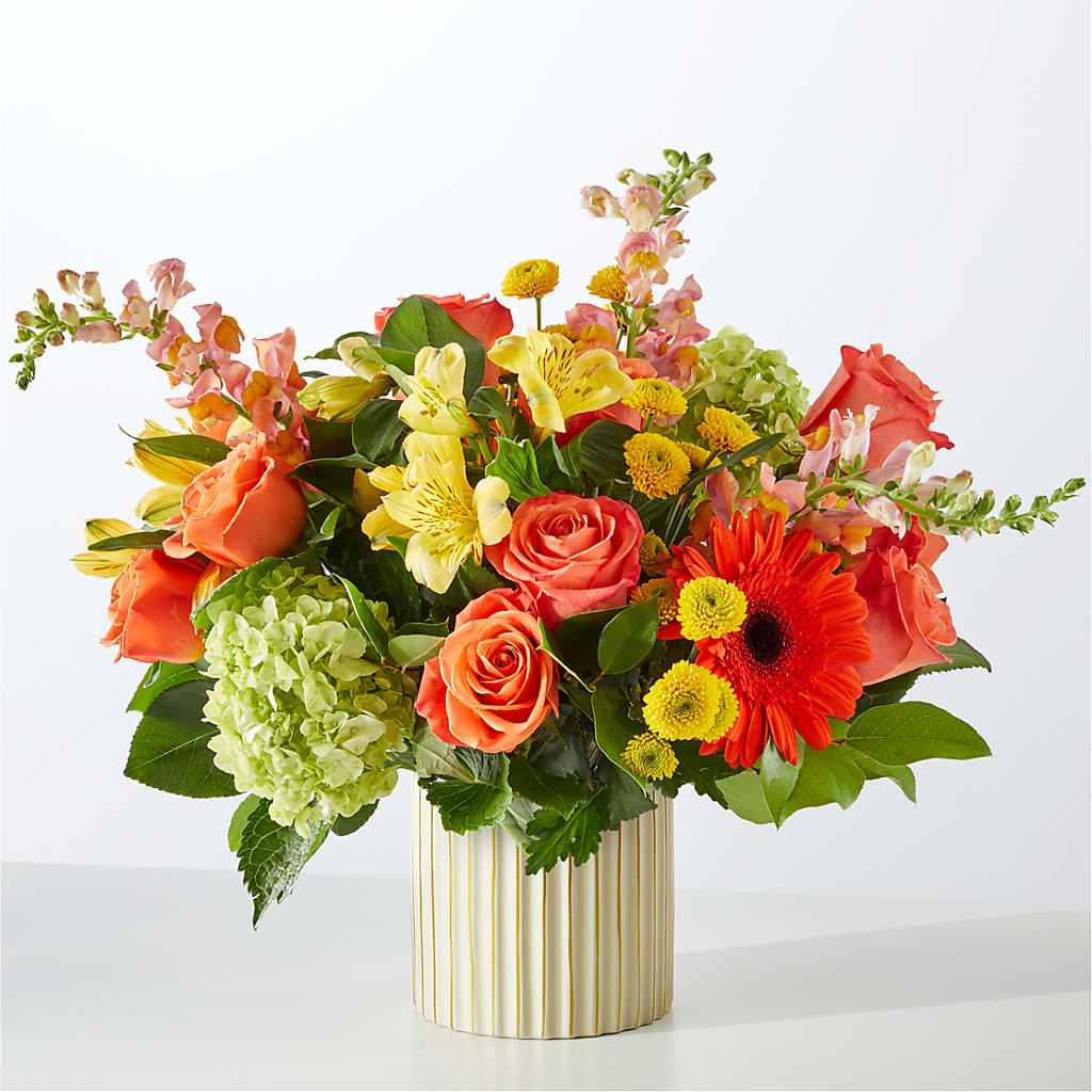 Autumn Sunshine Bouquet with Ivory Vase – DIVINE FLORAL & GIFTS, Arlington TX