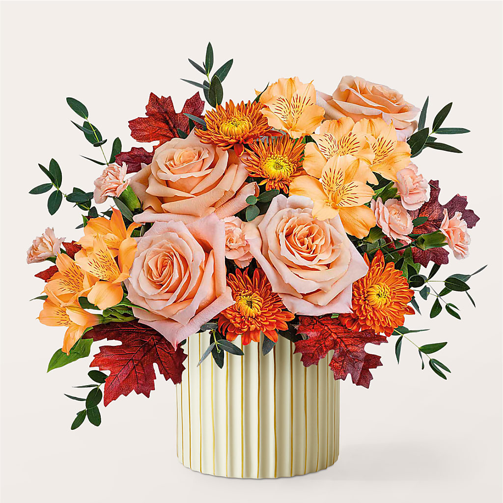 Spiced Latte Bouquet with Ivory Vase – DIVINE FLORAL & GIFTS, Arlington TX