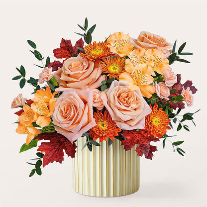 Spiced Latte Bouquet with Ivory Vase – DIVINE FLORAL & GIFTS, Arlington TX