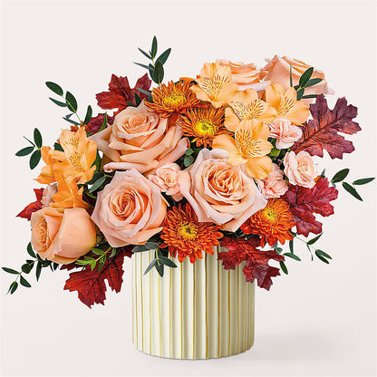 Spiced Latte Bouquet with Ivory Vase – DIVINE FLORAL & GIFTS, Arlington TX