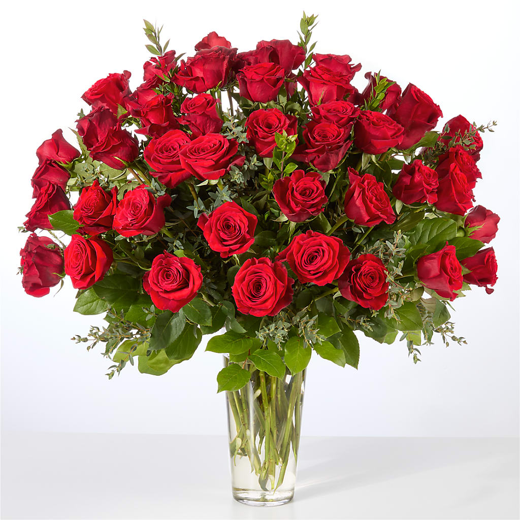 Forever Yours Fifty Stem Red Rose Bouquet – DIVINE FLORAL & GIFTS, Arlington TX
